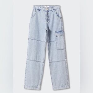 Mango Light Wash Cargo Jeans